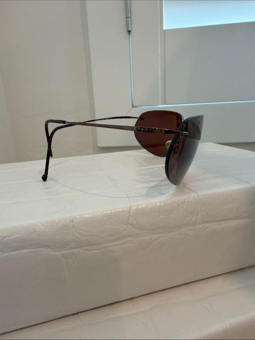 Rare Vintage Maui Jim Ka'anapali MJ 50123 Titanium Rimless Sunglasses HCL Bronze - Picture 2 of 7